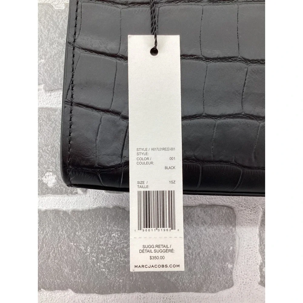 Marc Jacobs Black Croc Embossed Leather Mini Tote Bag H017L01RE22-001 NWT